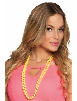 2 Gele Plastic Kralenkettingen Voor Volwassenen