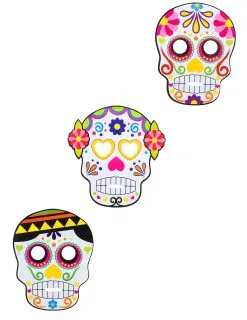 3 Kartonnen Día De Los Muertos Maskers