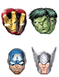 6 Kartonnen Mighty Avengers™ Maskers