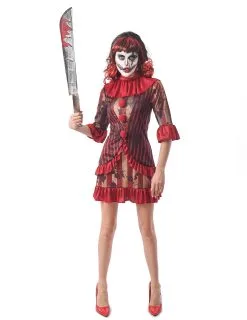 Angstaanjagende Clown Vermomming Rood Vrouw
