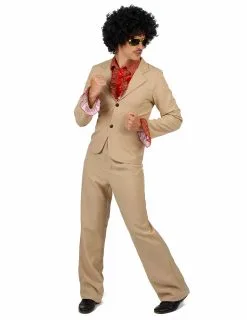 Beige Disco Kostuum Met Franjes Voor Mannen