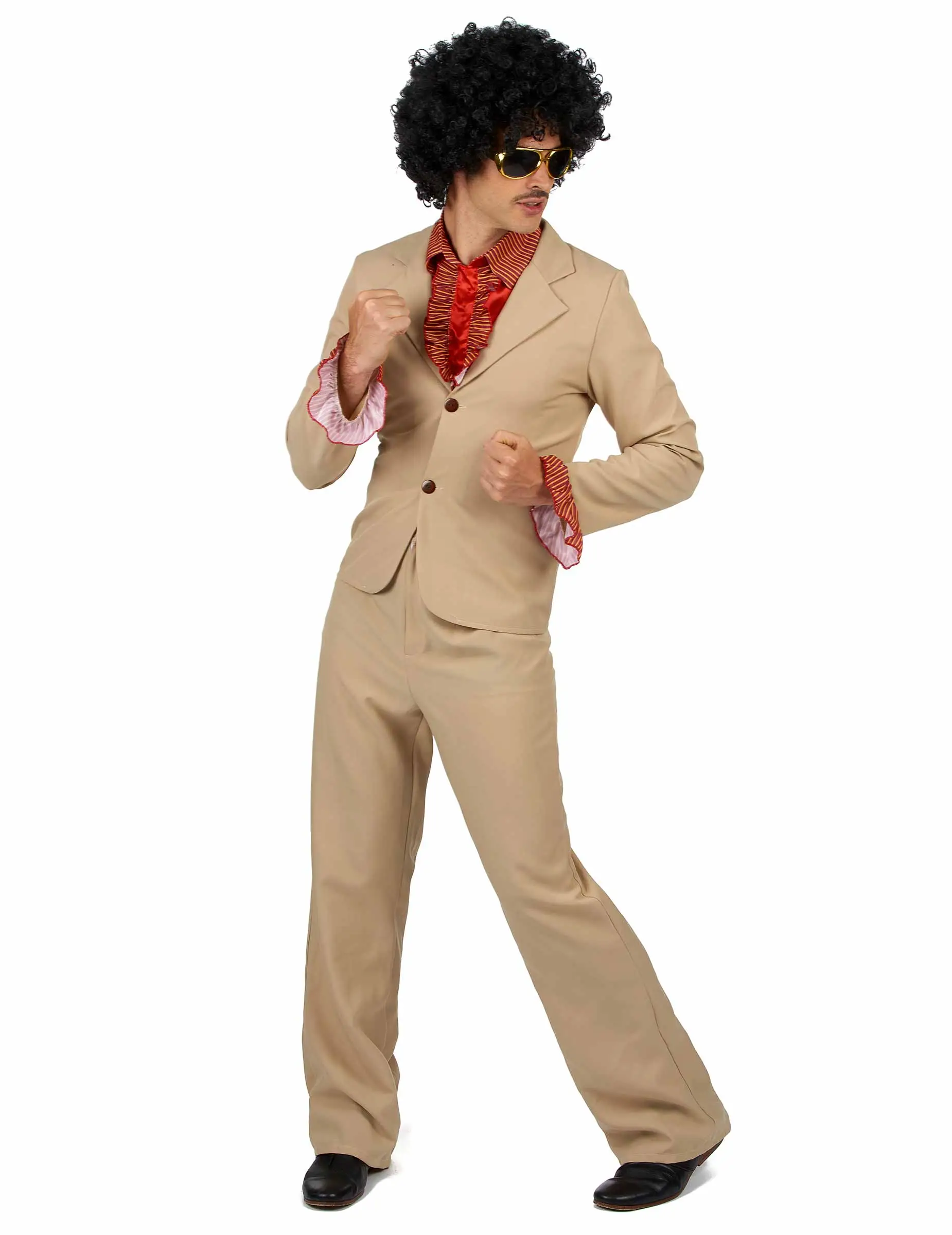 Beige Disco Kostuum Met Franjes Voor Mannen 3 Beige Disco Kostuum Met Franjes Voor Mannen