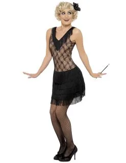 Beige En Zwarte Charleston Outfit Voor Vrouwen