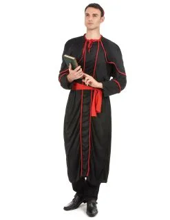 Zwarte En Rode Bisschop Kostuum Voor Heren