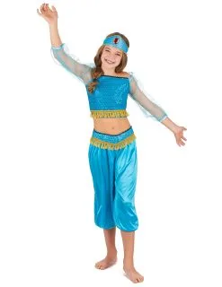 Blauw Arabische Danseres Outfit Voor Meisjes