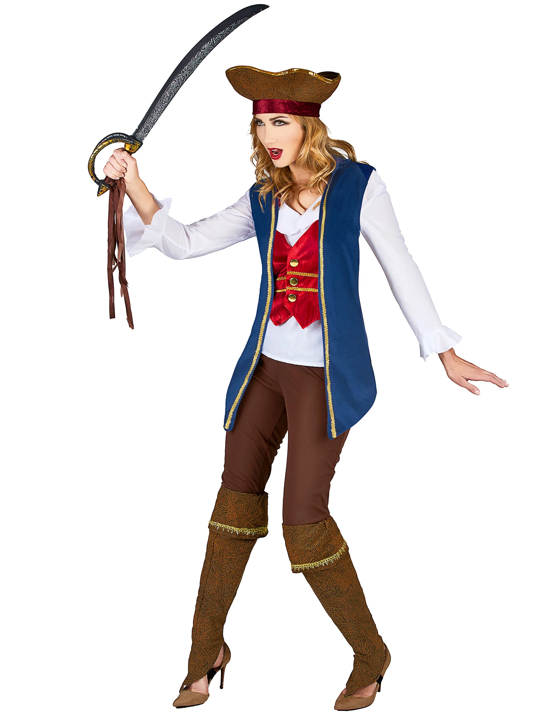 Blauw Fluweelachtig Piraten Kostuum Voor Vrouwen 4 Blauw Fluweelachtig Piraten Kostuum Voor Vrouwen - Afbeelding 2