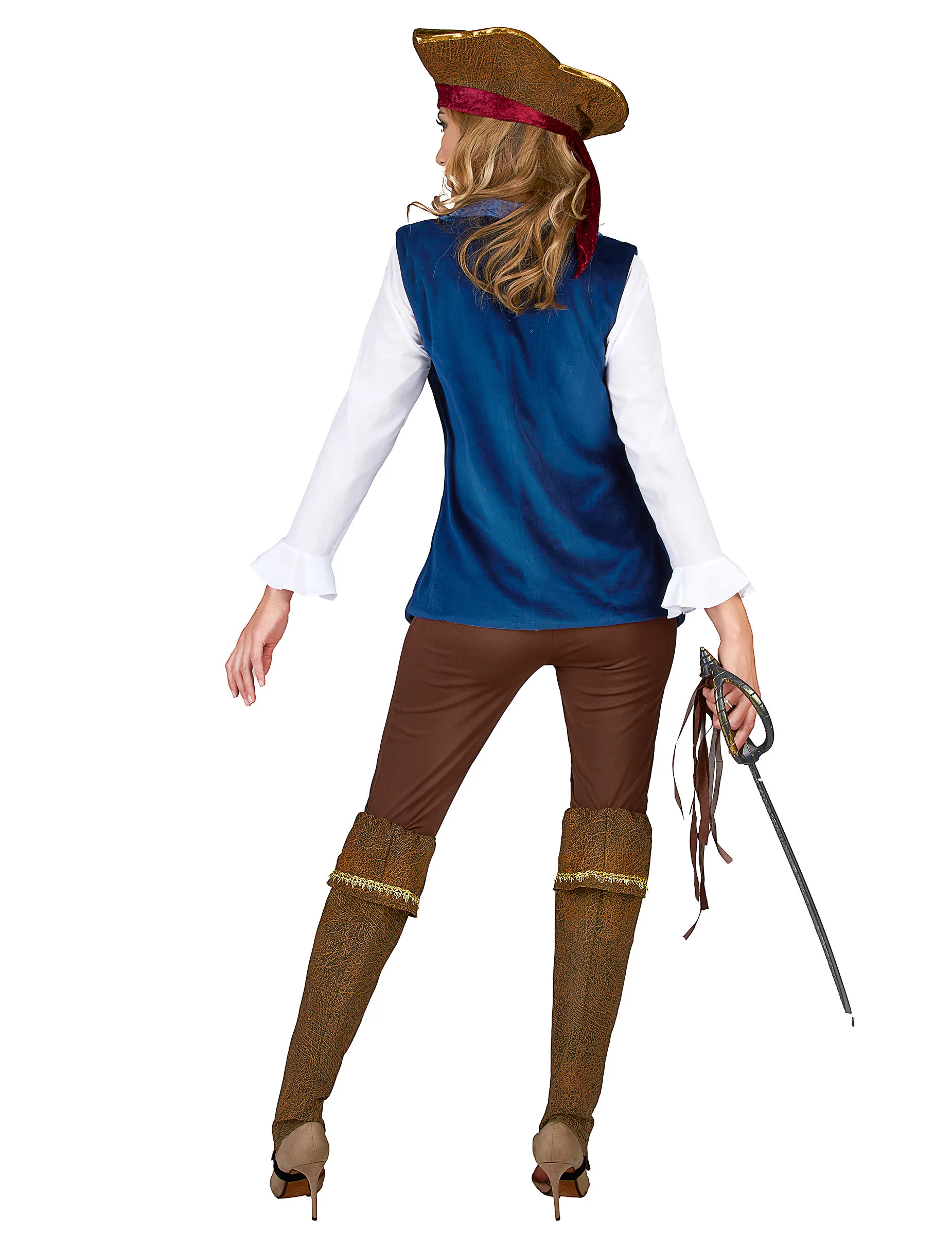 Blauw Fluweelachtig Piraten Kostuum Voor Vrouwen 5 Blauw Fluweelachtig Piraten Kostuum Voor Vrouwen - Afbeelding 3