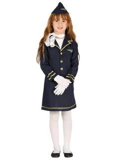 Blauw Stewardess Kostuum Voor Kinderen