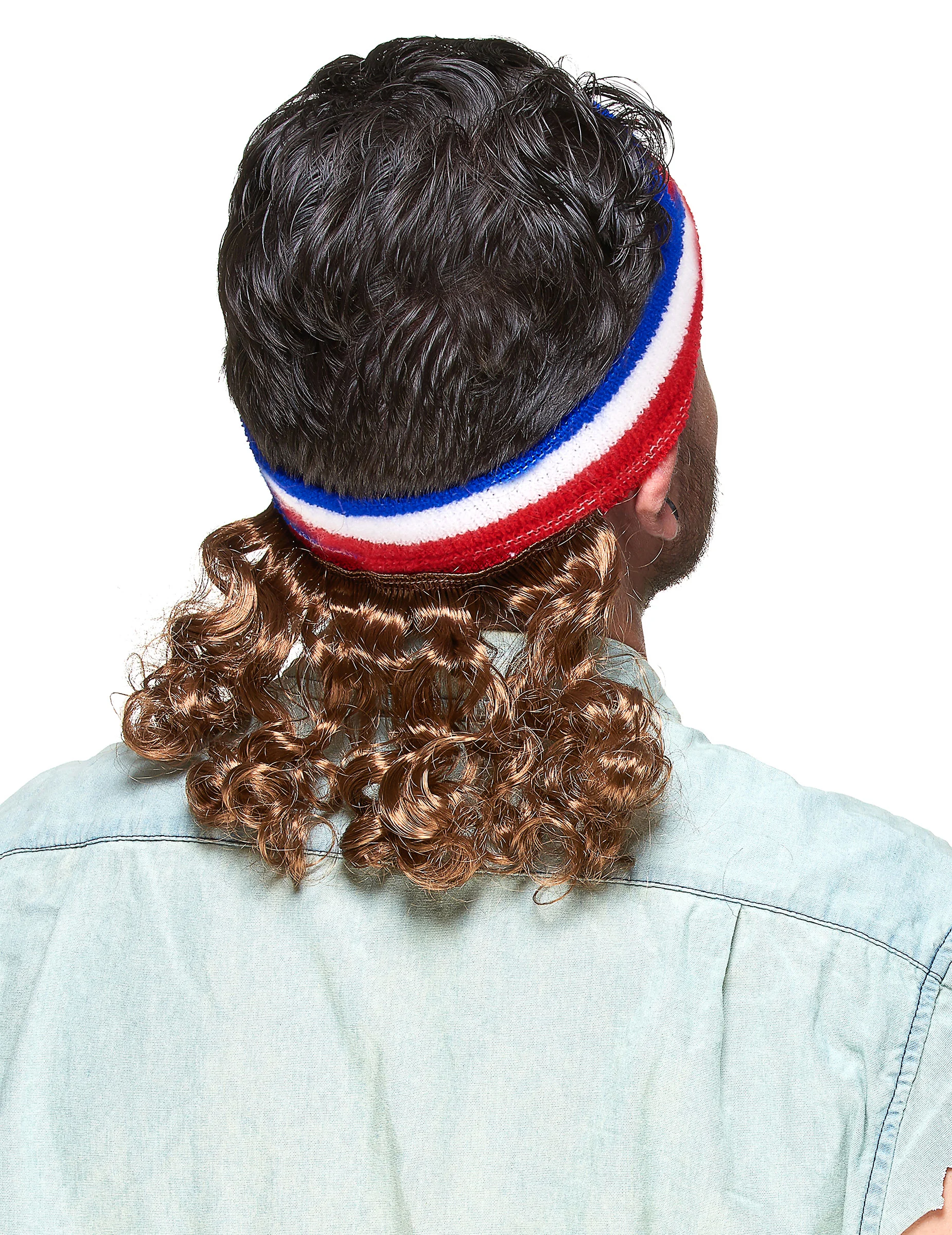 Blauw Wit Rode Mullet Bandana Met Snor 4 Blauw Wit Rode Mullet Bandana Met Snor - Afbeelding 2