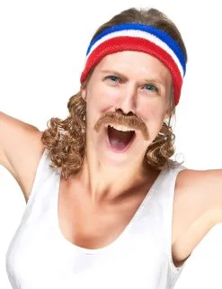 Blauw Wit Rode Mullet Bandana Met Snor 7 Blauw Wit Rode Mullet Bandana Met Snor -Cosplay Kostuums Winkel blauw wit rode mullet bandana met snor 3