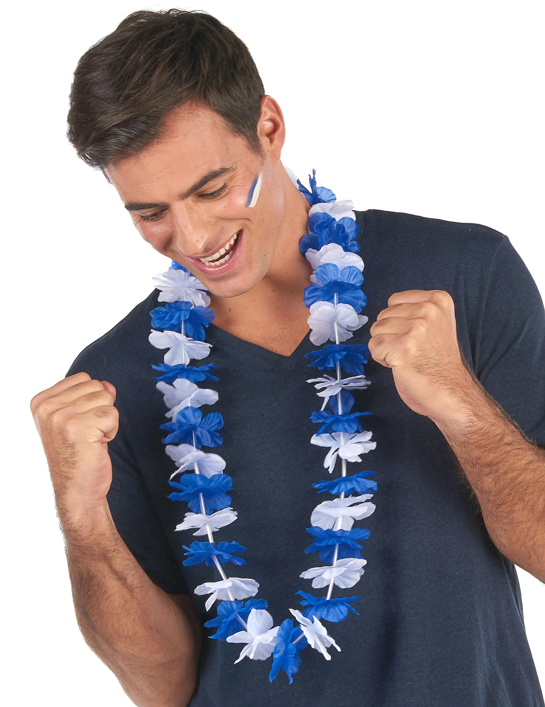 Blauwe En Witte Supporter Hawaii Ketting Voor Volwassenen 4 Blauwe En Witte Supporter Hawaii Ketting Voor Volwassenen - Afbeelding 2