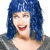 Blauwe Glitterpruik Voor Volwassenen -Cosplay Kostuums Winkel blauwe glitterpruik voor volwassenen