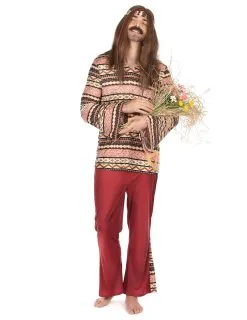 Bordeaux Rood Hippie Kostuum Voor Mannen