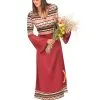 Bordeaux Rood Hippie Kostuum Voor Vrouwen -Cosplay Kostuums Winkel bordeaux rood hippie kostuum voor vrouwen