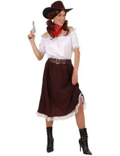 Bruin En Wit Cowgirl Kostuum Voor Vrouwen