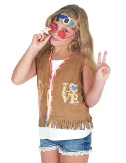 Bruin Jaren 60 Hippie Gilet Voor Kinderen