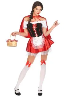 Roodkapje Kostuum Met Nep Korset Voor Vrouwen