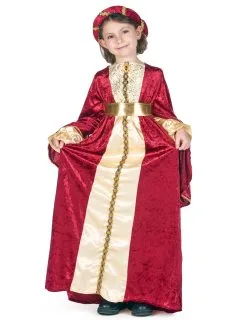 Rood Met Geel Middeleeuwse Kostuum Voor Meisjes 14 Rood Met Geel Middeleeuwse Kostuum Voor Meisjes -Cosplay Kostuums Winkel deguisement medievale reine fille 173923 2