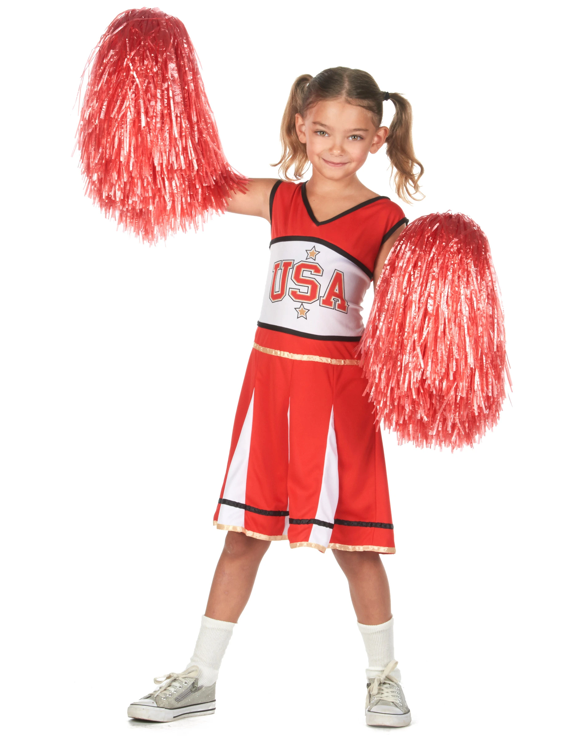 Rode USA Cheerleaderkostuum Voor Meisjes 4 Rode USA Cheerleaderkostuum Voor Meisjes - Afbeelding 2