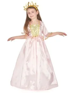 Roze Prinses Kostuum Met Goudkleurige Kroon Voor Meisjes -Cosplay Kostuums Winkel deguisement princesse avec diademe fille 172227 3