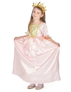 Roze Prinses Kostuum Met Goudkleurige Kroon Voor Meisjes -Cosplay Kostuums Winkel deguisement princesse avec diademe fille 172227 4