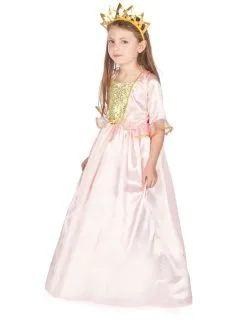 Roze Prinses Kostuum Met Goudkleurige Kroon Voor Meisjes -Cosplay Kostuums Winkel deguisement princesse avec diademe fille 172227 6