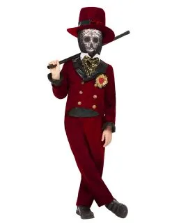 Dia De Los Muertos Rode Bruidegom Kostuum Jongen