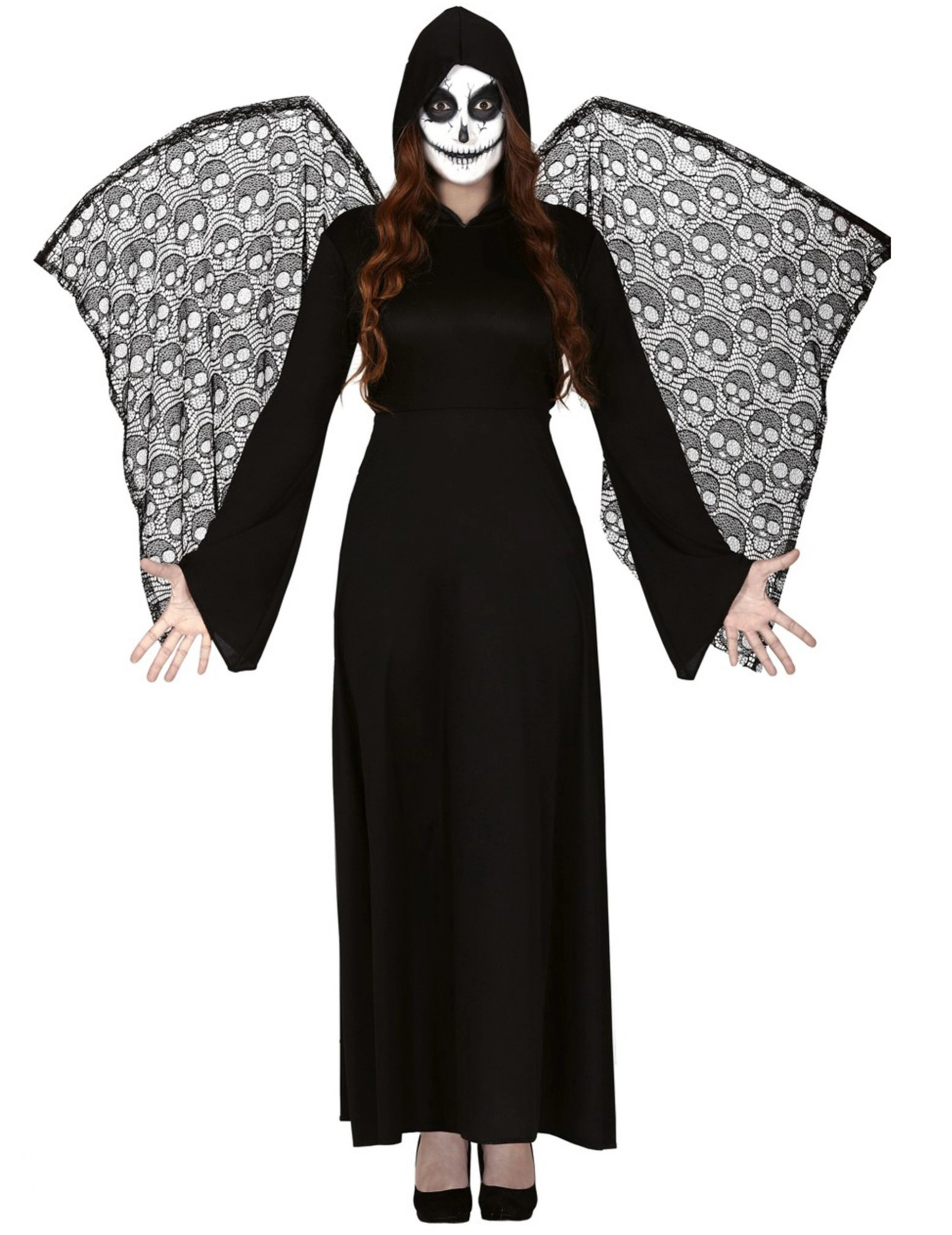 Dodenengel Kostuum Met Vleugels Voor Vrouwen 3 Dodenengel Kostuum Met Vleugels Voor Vrouwen
