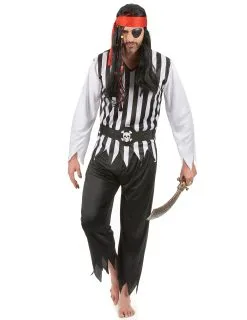 Gestreepte Piraten Kostuum Voor Heren
