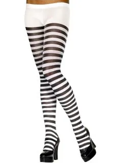 Zwart Wit Gestreepte Panty Voor Volwassenen