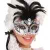 Glitter Renaissance Masker Met Veren Voor Vrouwen -Cosplay Kostuums Winkel glitter renaissance masker met veren voor vrouwen