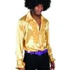 Goudkleurig Disco Overhemd Voor Mannen -Cosplay Kostuums Winkel goudkleurig disco overhemd voor mannen