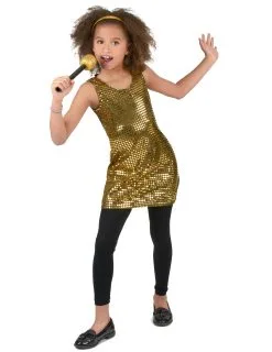 Goudkleurig Glitter Disco Kostuum Voor Meisjes -Cosplay Kostuums Winkel goudkleurig glitter disco kostuum voor meisjes 2