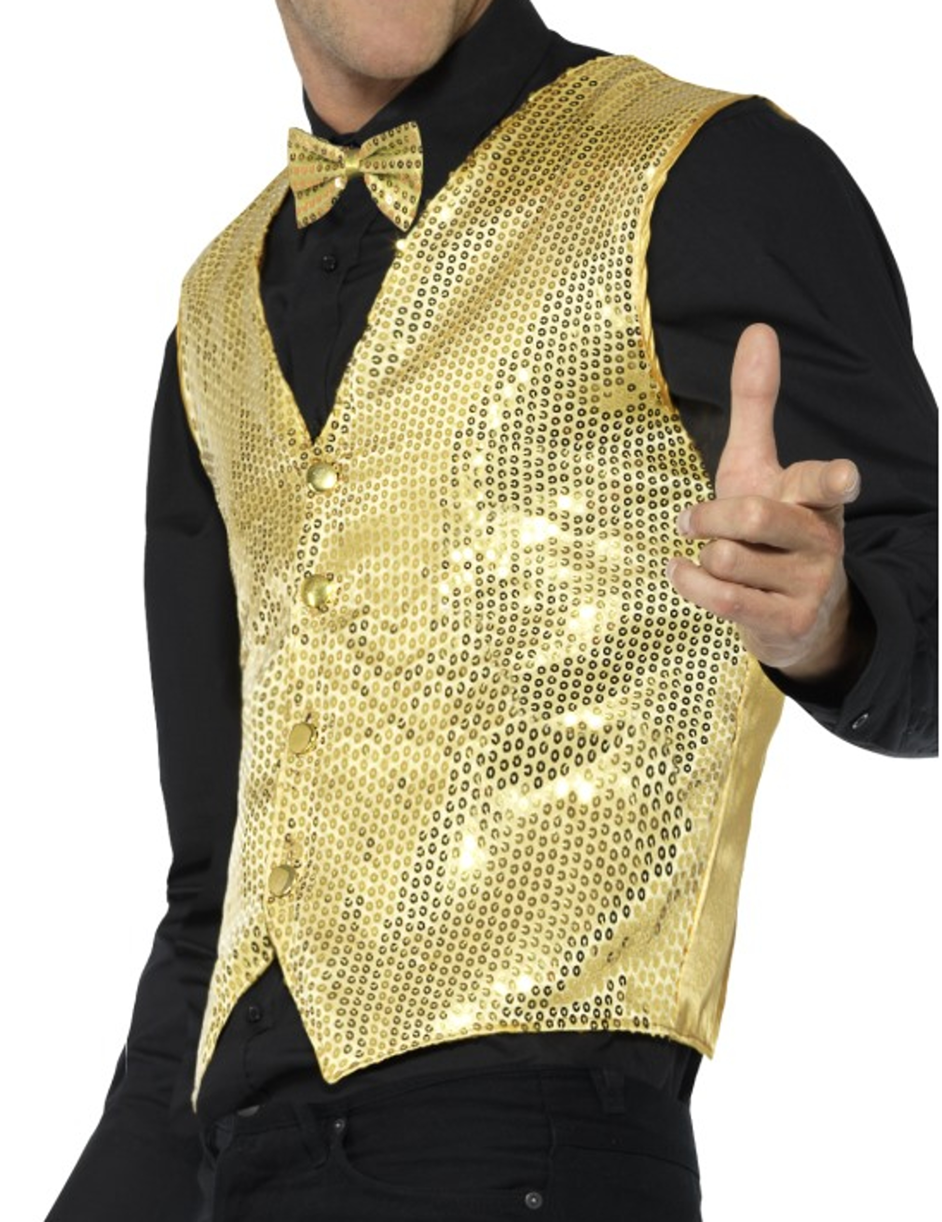 Goudkleurig Jasje Met Lovertjes Voor Volwassenen 4 Goudkleurig Jasje Met Lovertjes Voor Volwassenen - Afbeelding 2