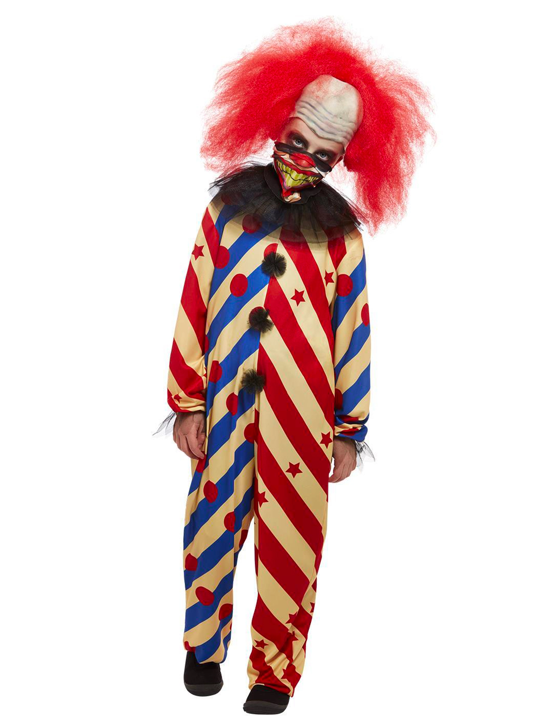 Griezelige Clown Vermomming, Tweekleurig, Voor Jongen 4 Griezelige Clown Vermomming, Tweekleurig, Voor Jongen - Afbeelding 2