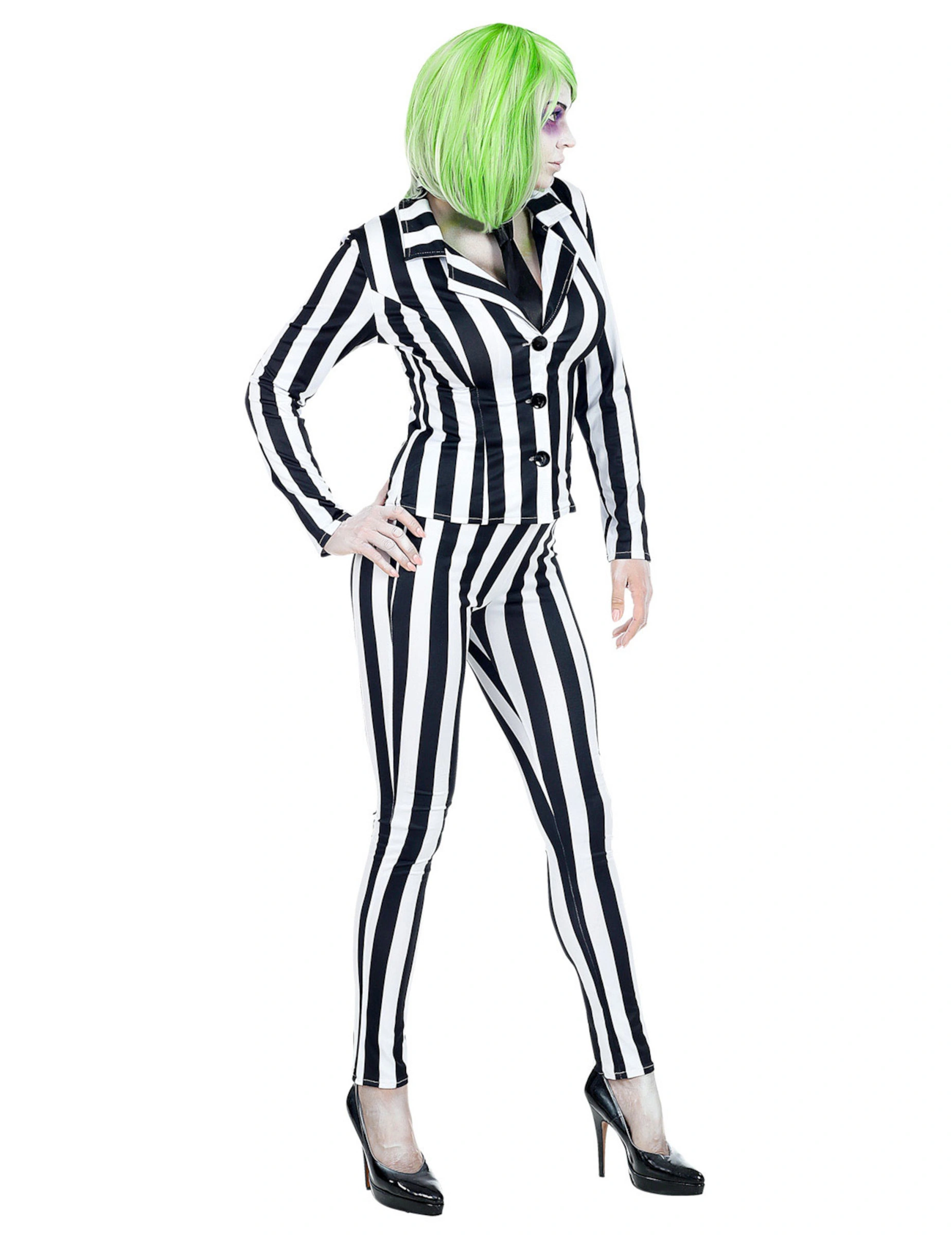 Griezelige Spook Vermomming Met Strepen Voor Vrouwen 4 Griezelige Spook Vermomming Met Strepen Voor Vrouwen - Afbeelding 2