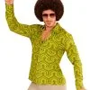 Groen Groovy Jaren 70 Blouse Voor Mannen -Cosplay Kostuums Winkel groen groovy jaren 70 blouse voor mannen