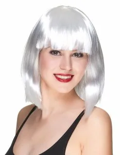 Halflange Witte Pruik