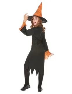Oranje Spinnenweb Heksenkostuum Voor Kinderen -Cosplay Kostuums Winkel halloweenheksenkostuum voor meisjes 3