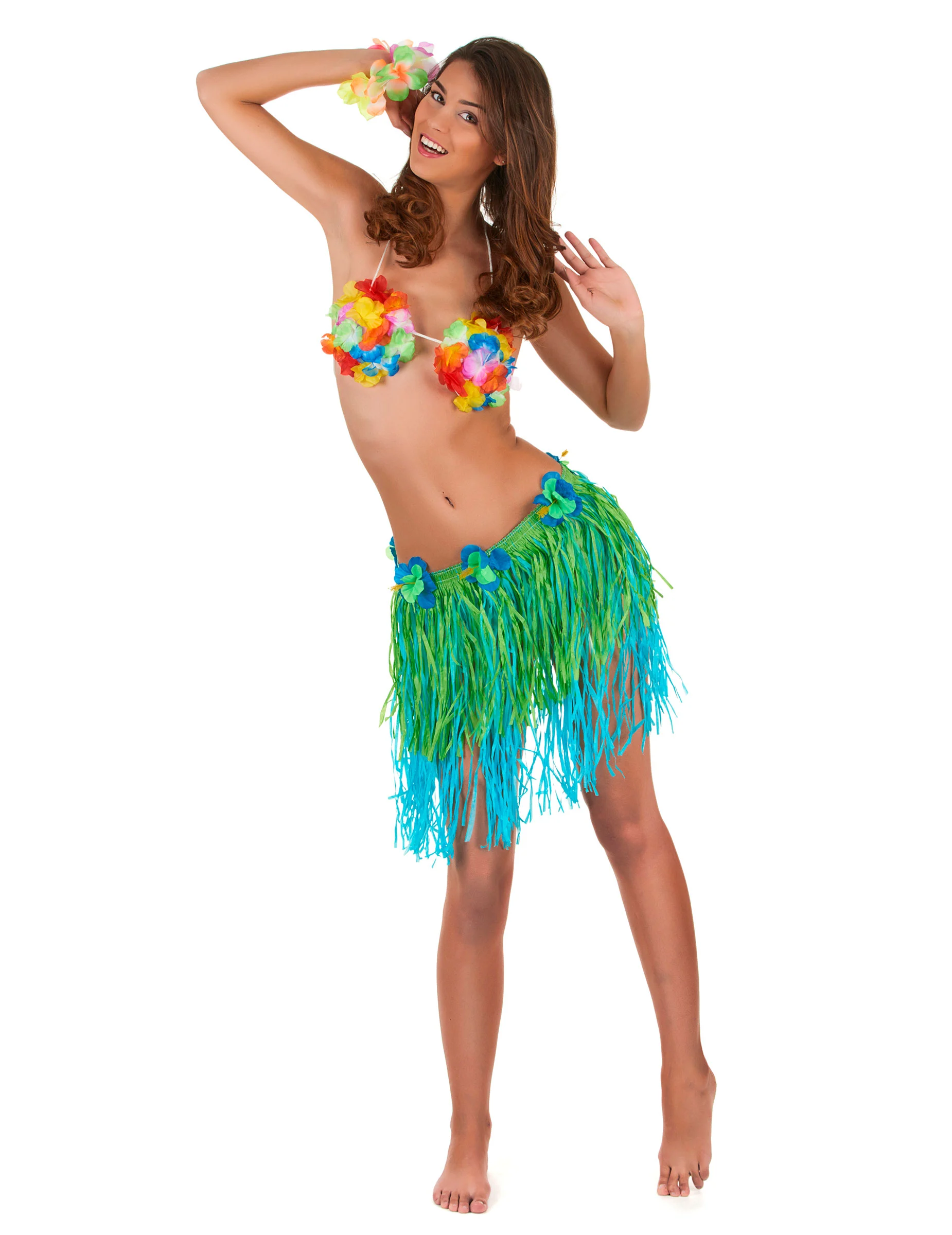 Hawaïaanse Rok In Groen Met Blauw Voor Volwassenen 3 Hawaïaanse Rok In Groen Met Blauw Voor Volwassenen