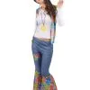 Driekleurig Flower Power Hippie Pak Voor Vrouwen -Cosplay Kostuums Winkel hippie flower power kostuum voor vrouwen