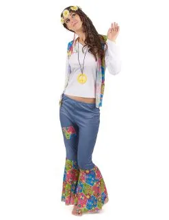 Driekleurig Flower Power Hippie Pak Voor Vrouwen