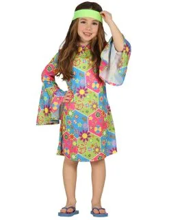 Hippie Kostuum Met Kleurrijke Symbolen Voor Meisjes