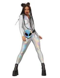 Holografische Glanzende Jumpsuit Voor Vrouwen