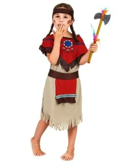 Rode En Beige Indiaan Outfit Voor Meisjes