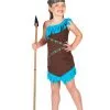 Bruine Met Blauwe Indianen Outfit Voor Meisjes -Cosplay Kostuums Winkel indianen kostuum voor meisjes