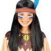 Indianen Pruik Met Haarband En Blauwe Veer Voor Kinderen -Cosplay Kostuums Winkel indianen pruik met haarband en blauwe veer voor kinderen