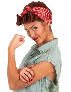 Kastanjebruine Retro Pruik Met Hoofddoek