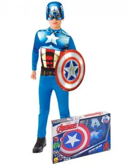 Klassieke Captain America Outfit Met Schild Voor Jongens