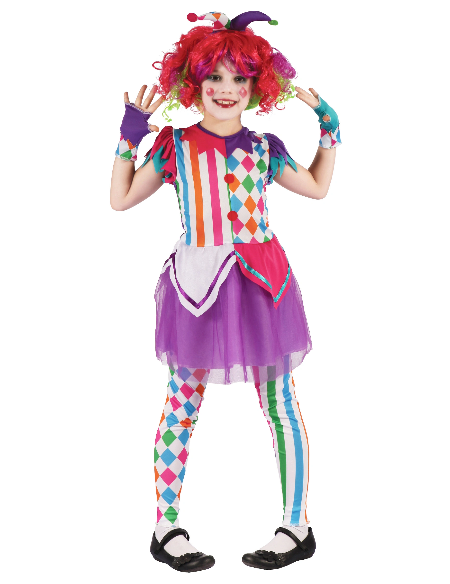 Kleurrijk Harlekijn Kostuum Voor Meisjes 3 Kleurrijk Harlekijn Kostuum Voor Meisjes
